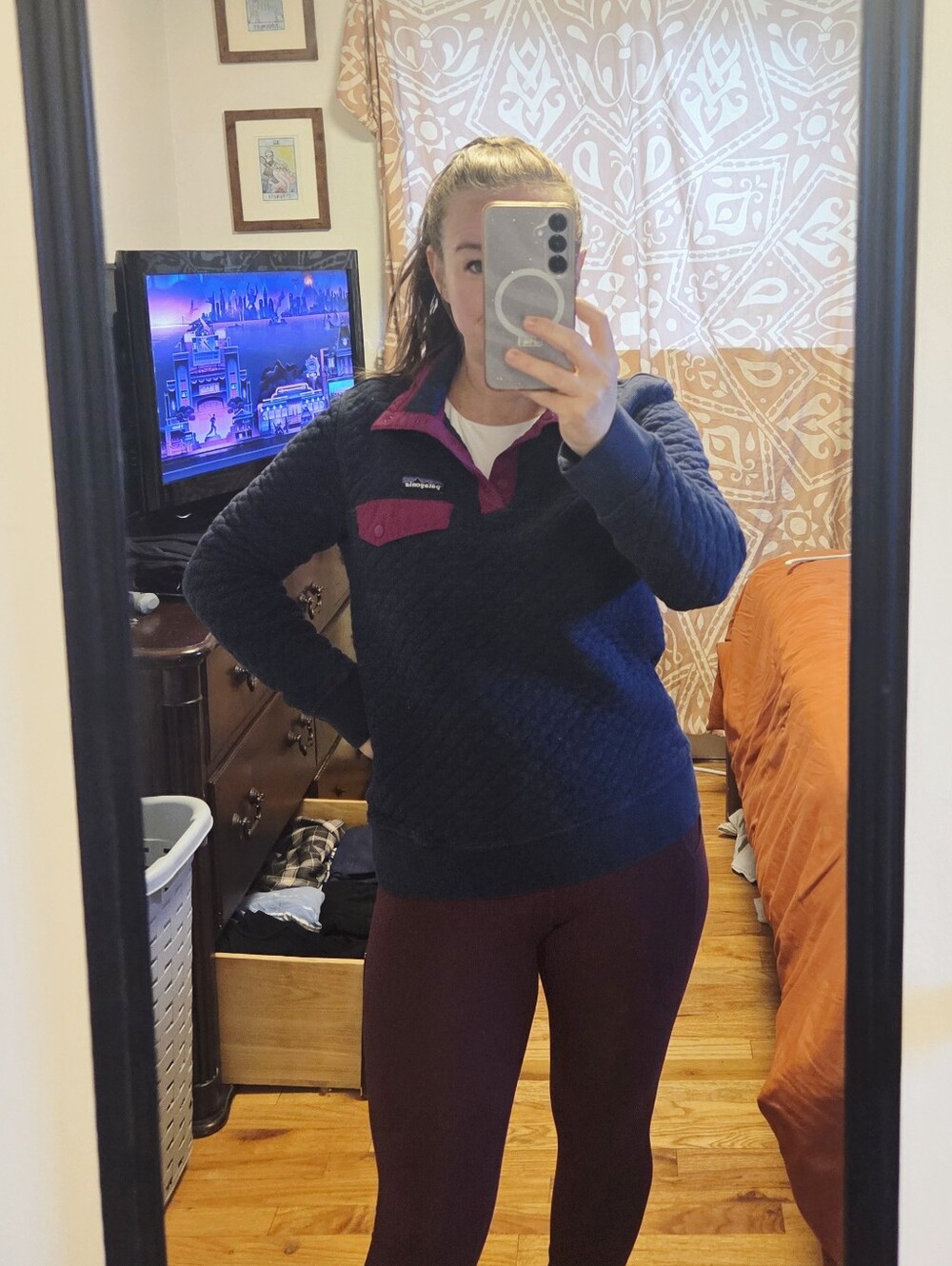 Navy Quilted Patagonia Pullover Sweater